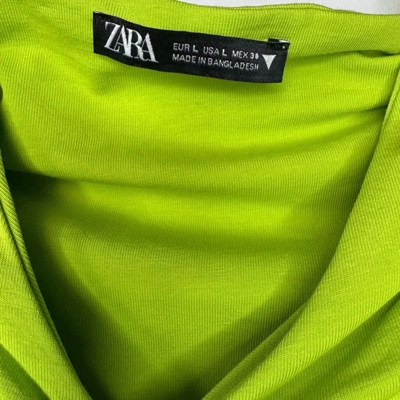 Zara Lime Ruched Crop Top – Size L - Picture 3 of 13